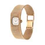 Lady's 9ct gold cased Tissot 'Stylist' cocktail watch having integral textured strap, the