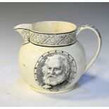 19th Century Wedgwood black transfer printed globular jug commemorating Henry Wadsworth Longfellow