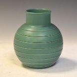 Keith Murray for Wedgwood green spherical vase with incised decoration, 16cm high Condition: