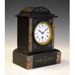 Late Victorian slate and marble arch top mantel clock, 29cm high Condition: