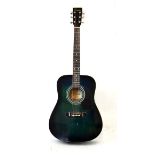 Encore model EN155BL acoustic six string guitar, John Hornby Skewer & Co Ltd, in teal blue finish