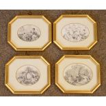 Group of eleven 19th Century prints to include: circular, oval, rectangular and canted oblong