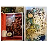 Large quantity of costume jewellery in two boxes Condition: