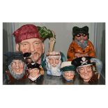 Group of Royal Doulton character jugs - Lumberjack D6610, Rip van Winkle D6463, Long John Silver