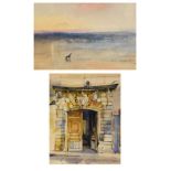 David Morris (Modern) - Watercolour - 'Doorway, Lodeve', signed lower right, 35cm x 23cm, in gilt