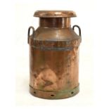 Copper milk churn, the lid stamped Wrington Vale Dairies Ltd, the body Daw's Creameries Condition: