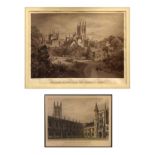 Small group of prints relating to Oxford to include: two of Magdalen College, the Oxford Almanack