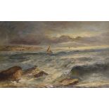 P. Rossi (20th Century) - Oil on canvas - Fishing and sailing boats on choppy seas, signed lower