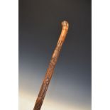 Japanese carved bamboo walking stick Condition: