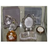 Waterford - Bust of a horse, photo frame, note pad and a John Pinches Queen Elizabeth II silver
