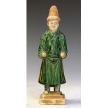 Chinese green glazed terracotta figure, 21.5cm high Condition: