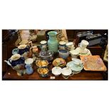 Assorted ceramics to include: Noritake teawares, Shorter celadon glazed vase, Devon Ware Silverine