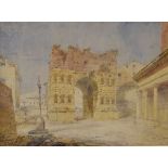 Late 19th Century watercolour depicting a classical arch, 31cm x 40cm, in gilt frame under glass
