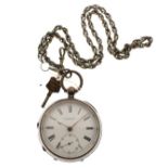 Gentleman's silver cased pocket watch, the white enamel dial inscribed H Burman, Bristol, having