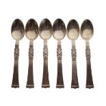 Modern Design - Set of six mid 20th Century Danish white metal tea/coffee spoons, maker Poul C.