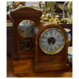 Early 20th Century inlaid mahogany Bulle Patent electric mantel clock, retailed by W. Elvin & Sons