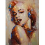 Large canvas print of Marilyn Monroe, 120cm x 90cm, unframed Condition: