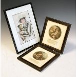 Pair of circular stipple engravings 'A Boy of Glamorgan Shire' and 'A Girl of Carnarvon Shire',