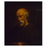 19th Century Continental School - Half length portrait of a bearded monk carrying a book, within a