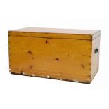 Stained pine cabin trunk of rectangular design with hinged cover, circa 1900 Condition: