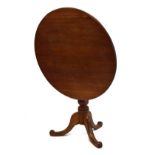 19th Century mahogany snap top tripod occasional table, the circular top on turned stem Condition: