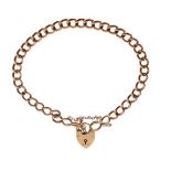 Hollow link curb bracelet stamped 9c, with a 9ct gold heart shaped clasp Condition: