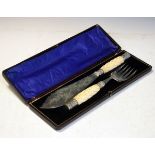 Pair of Victorian silver plated and ivory handled fish servers, cased Condition:
