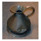 Copper harvest measure of conical design with dove tailed seams, stamped 2 gallon Condition:
