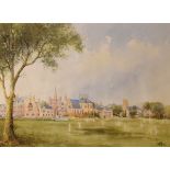 W.E. Phillips - Watercolour - Clifton College, Bristol from the playing fields, signed and dated '
