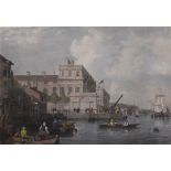 19th Century coloured print - Greenwich Hospital from The Thames, framed and glazed, 18cm x 25.5cm