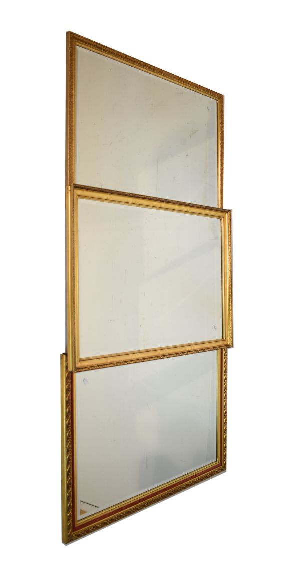 Three gilt framed wall mirrors, each having a bevelled rectangular plate Condition: