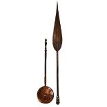 Ethnographica - A tribal carved hardwood paddle spear with incised teardrop shaped paddle,