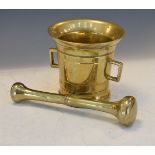 19th Century brass two handled mortar and pestle Condition: