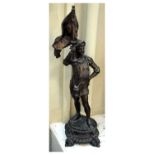 Early 20th Century spelter figure of a soldier holding a standard, 46cm high Condition: