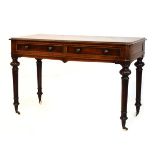 19th Century mahogany side table, the rounded moulded oblong top over two frieze drawers with wooden