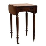 Early 19th Century drop-leaf occasional table, the square top over single frieze drawer between