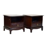 Pair of Stag 'Minstrel' bedside cabinets, each with recess over single drawer Condition: