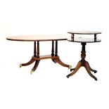 Reproduction inlaid mahogany oval low coffee table with broad crossbanded border, ebony and