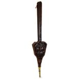 Pair of late 19th/early 20th Century carved oak long-handled fire bellows with brass nozzle, the