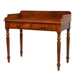 19th Century mahogany washstand having a splashback over two short drawers on turned tapering