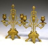 Pair of late 19th/early 20th Century Neo Classical style cast brass two branch candelabra Condition: