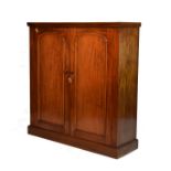 Victorian mahogany two door cupboard or side cabinet, the rectangular top over a pair of arch-