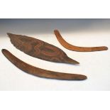 Ethnographica - Two Australian Aboriginal boomerangs, together with another Aboriginal piece