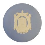 Modern Wedgwood pale blue jasper Royal Society Of Arts circular plaque Condition: