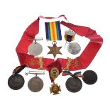 World War I Christmas 1914 gift box, three World War II medals comprising: 1939-45 War Medal, 1939-