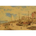Eduard Schmidt - Late 19th Century watercolour - Brighton Beach, signed, titled and dated 1892, 21cm