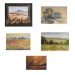 Group of five small modern watercolours by David Dixon, Trevor Parkin, B. Whitefield, S. Sanford and