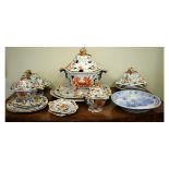 19th Century Masons Patent Ironstone part dinner service including; large tureen, sauce tureens,