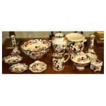 Collection of modern Masons pieces, each decorated with the Mandalay pattern and including bowl,