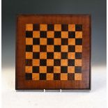 Late 19th/early 20th Century birds-eye maple, rosewood and mahogany chess/draughts board, 38cm x